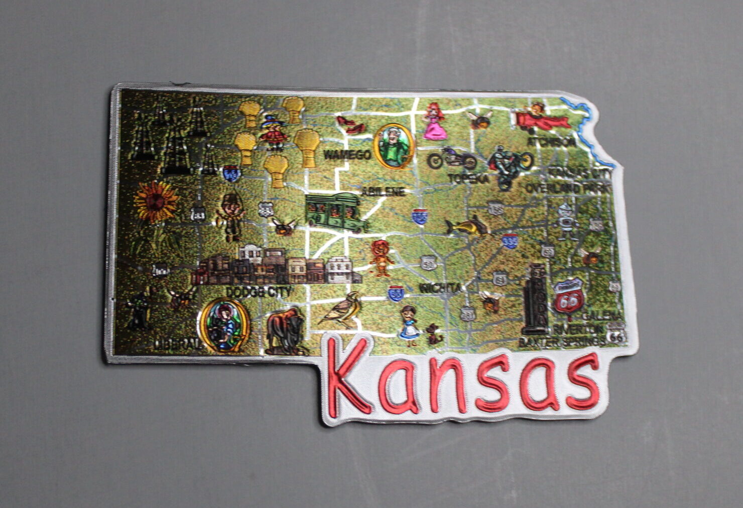 Route 66 Shiny Magnet State Map- Kansas